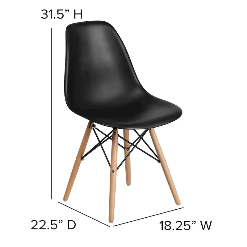 Chaise en plastique avec pieds en bois