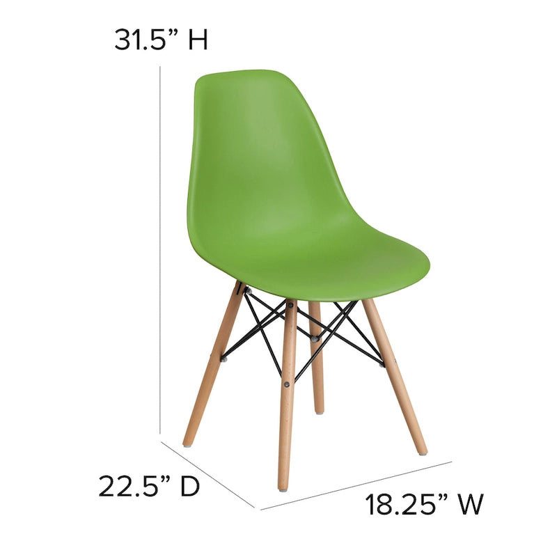 Chaise en plastique avec pieds en bois