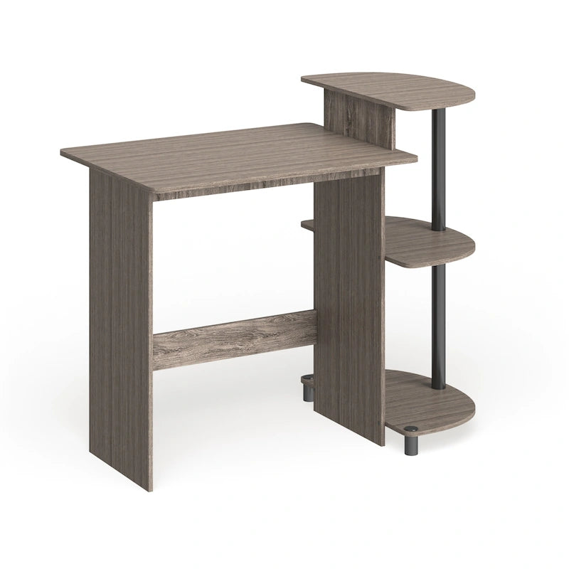 Bureau informatique compact et moderne en bois avec étagères Porch & Den Baruch