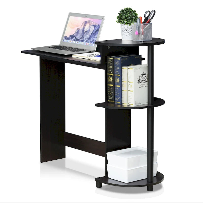 Bureau informatique compact et moderne en bois avec étagères Porch & Den Baruch