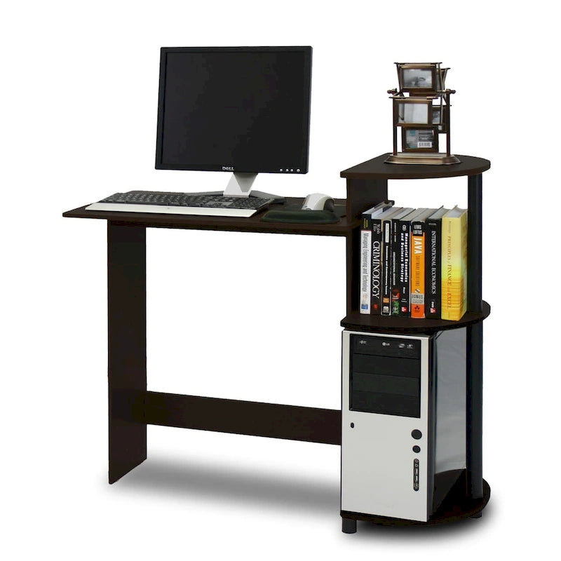 Bureau informatique compact et moderne en bois avec étagères Porch & Den Baruch