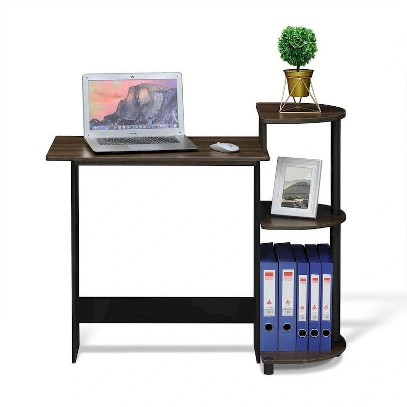 Bureau informatique compact et moderne en bois avec étagères Porch & Den Baruch