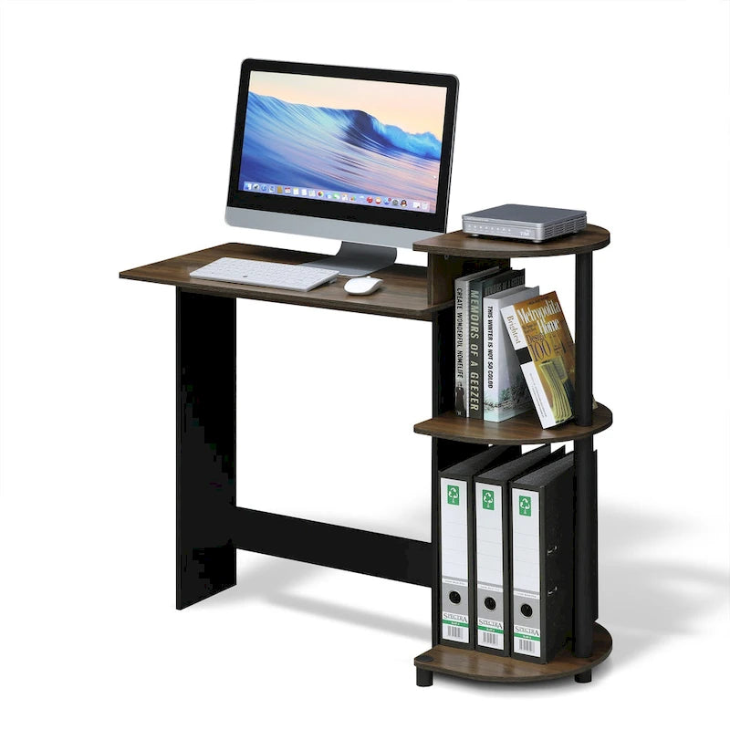 Bureau informatique compact et moderne en bois avec étagères Porch & Den Baruch