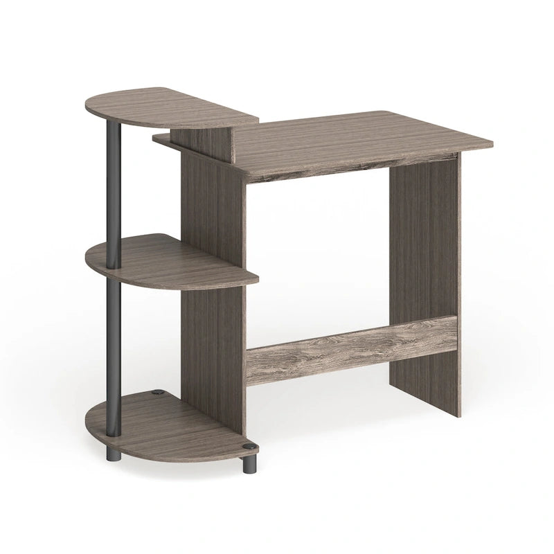 Bureau informatique compact et moderne en bois avec étagères Porch & Den Baruch