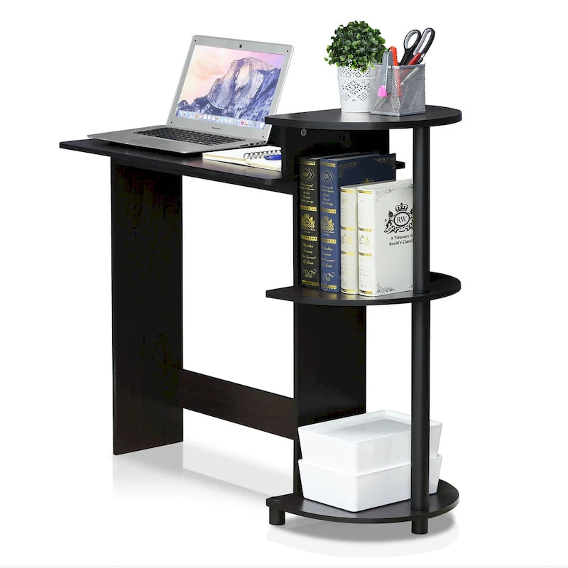 Bureau informatique compact et moderne en bois avec étagères Porch & Den Baruch