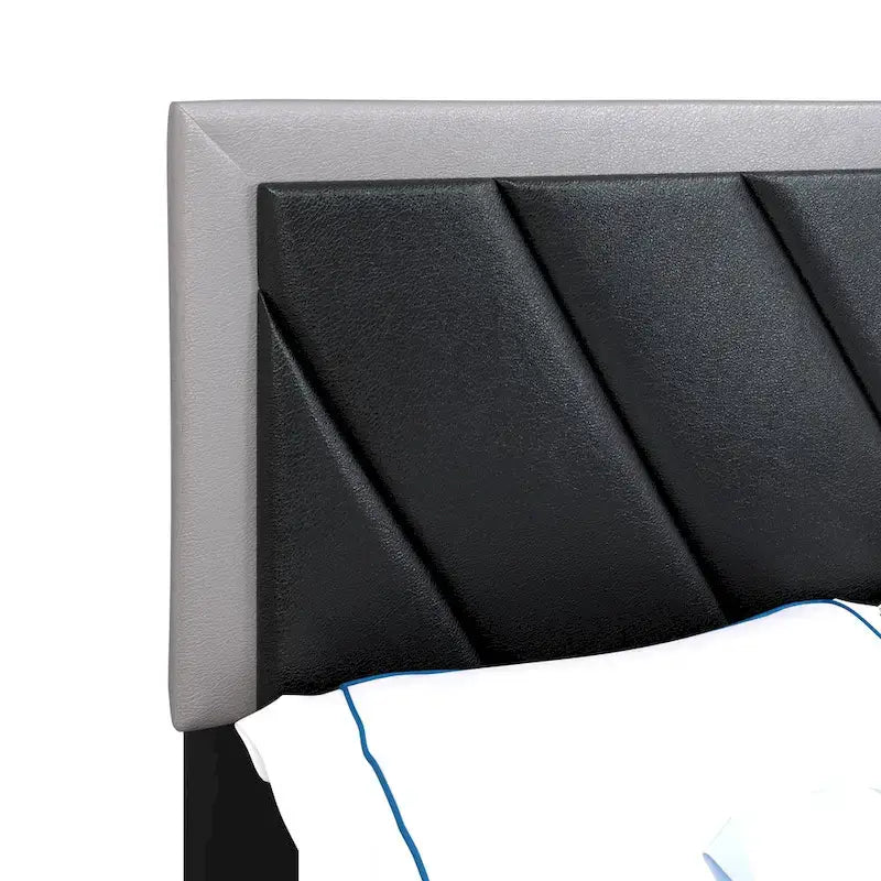 Cadre de lit rembourré diagonal Boyd Sleep Savona noir et gris