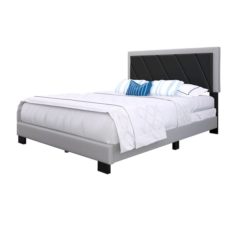 Cadre de lit rembourré diagonal Boyd Sleep Savona noir et gris