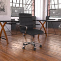 Fauteuil de bureau de direction pivotant en chrome et vinyle à dossier mi-haut