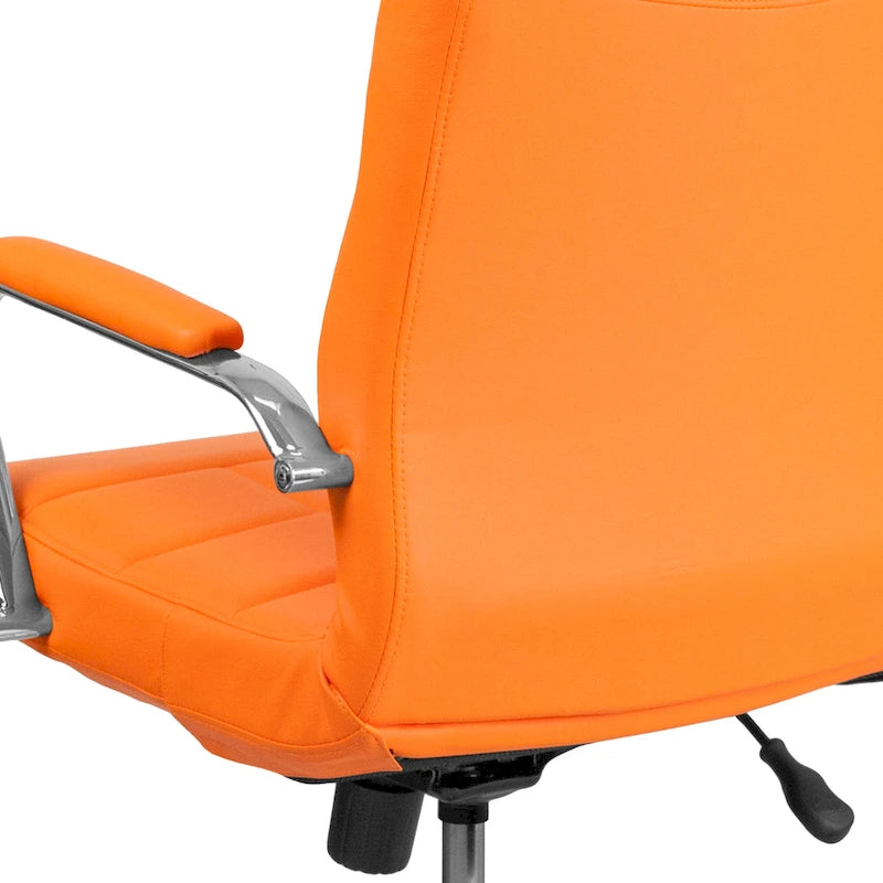 Fauteuil de bureau de direction pivotant en chrome et vinyle à dossier mi-haut