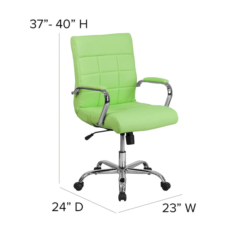 Fauteuil de bureau de direction pivotant en chrome et vinyle à dossier mi-haut