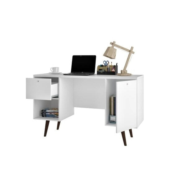 Bureau de travail Edgar mi-siècle en bois à 1 tiroir