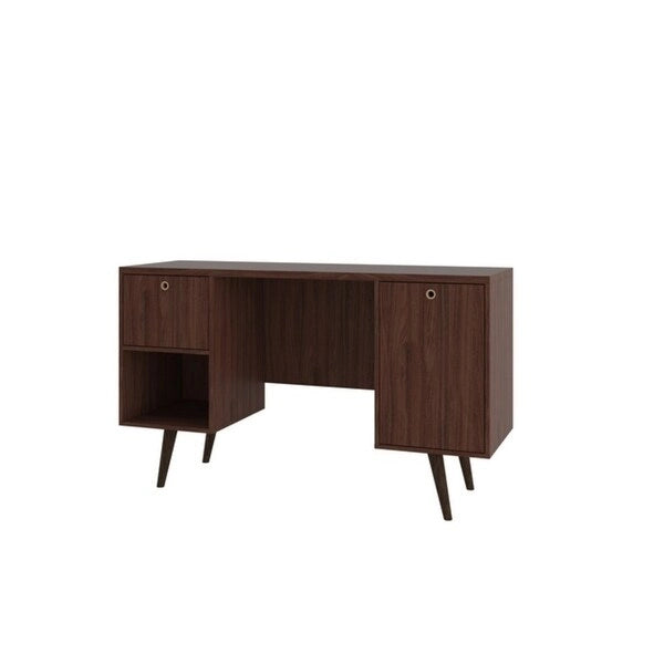 Bureau de travail Edgar mi-siècle en bois à 1 tiroir
