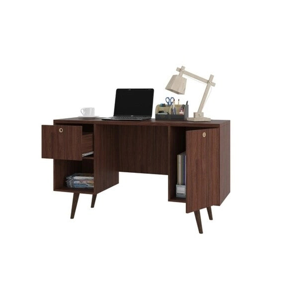 Bureau de travail Edgar mi-siècle en bois à 1 tiroir