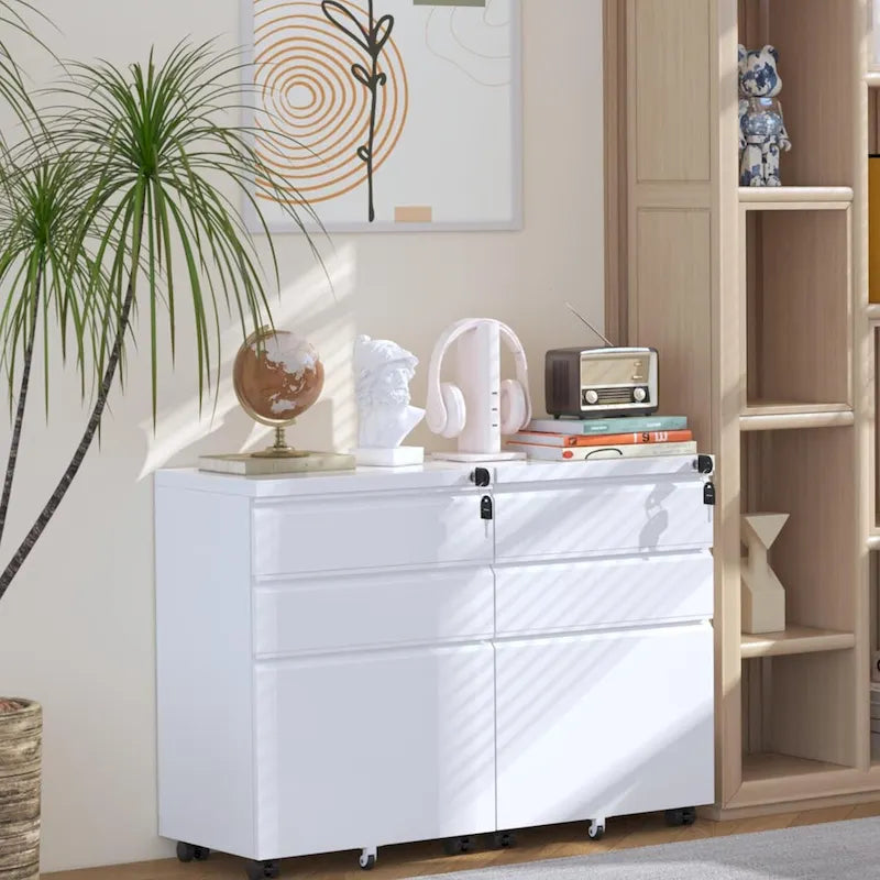 Meuble de classement mobile à 3 tiroirs, meuble de rangement verrouillable