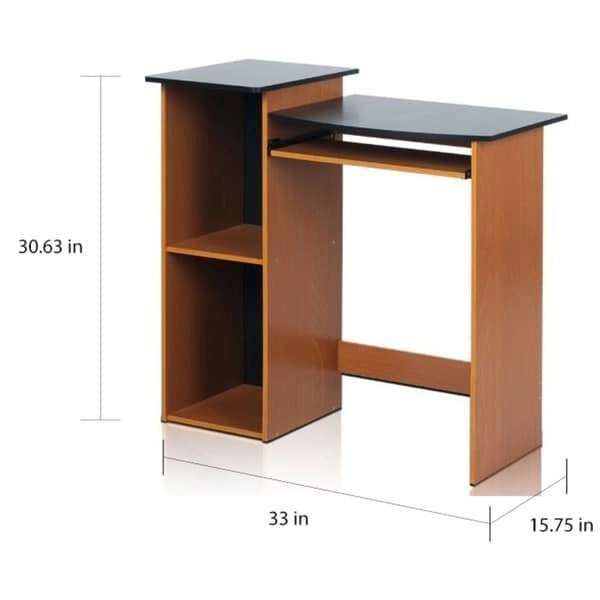 Bureau informatique multifonctionnel en merisier clair et bois noir
