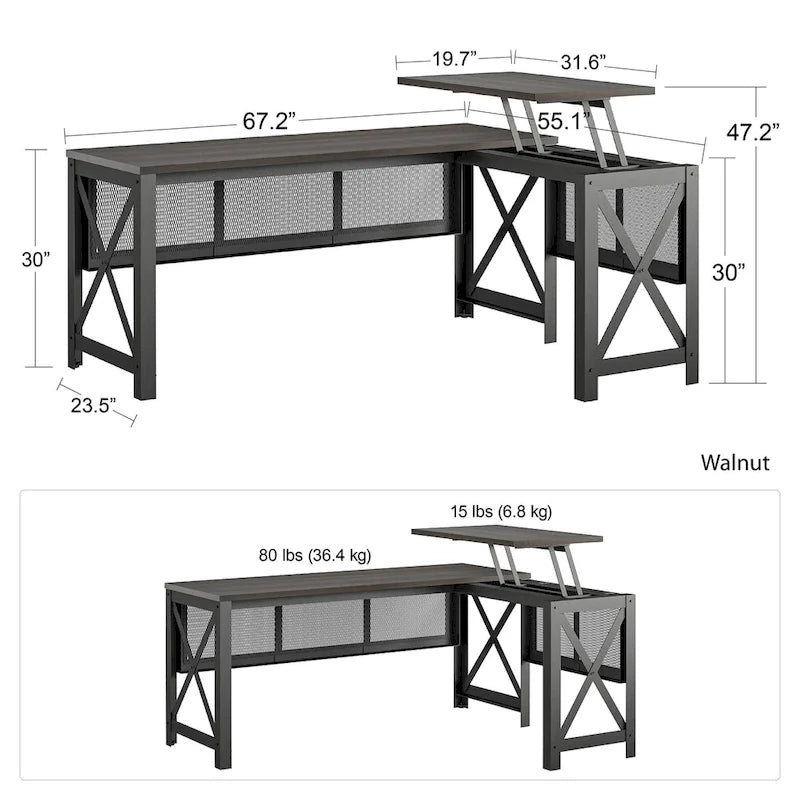 Bureau en L avec plateau relevable Leighton d'Avenue Greene