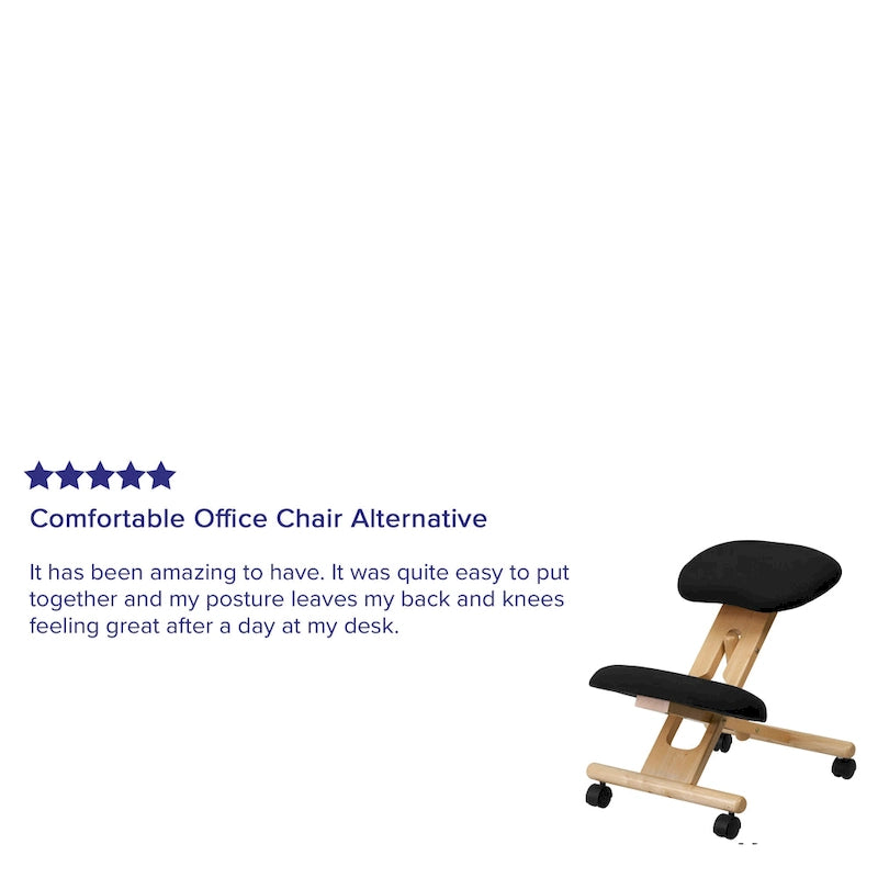 Chaise de bureau ergonomique mobile à genoux en bois et tissu