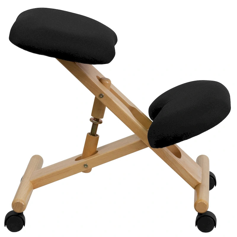 Chaise de bureau ergonomique mobile à genoux en bois et tissu