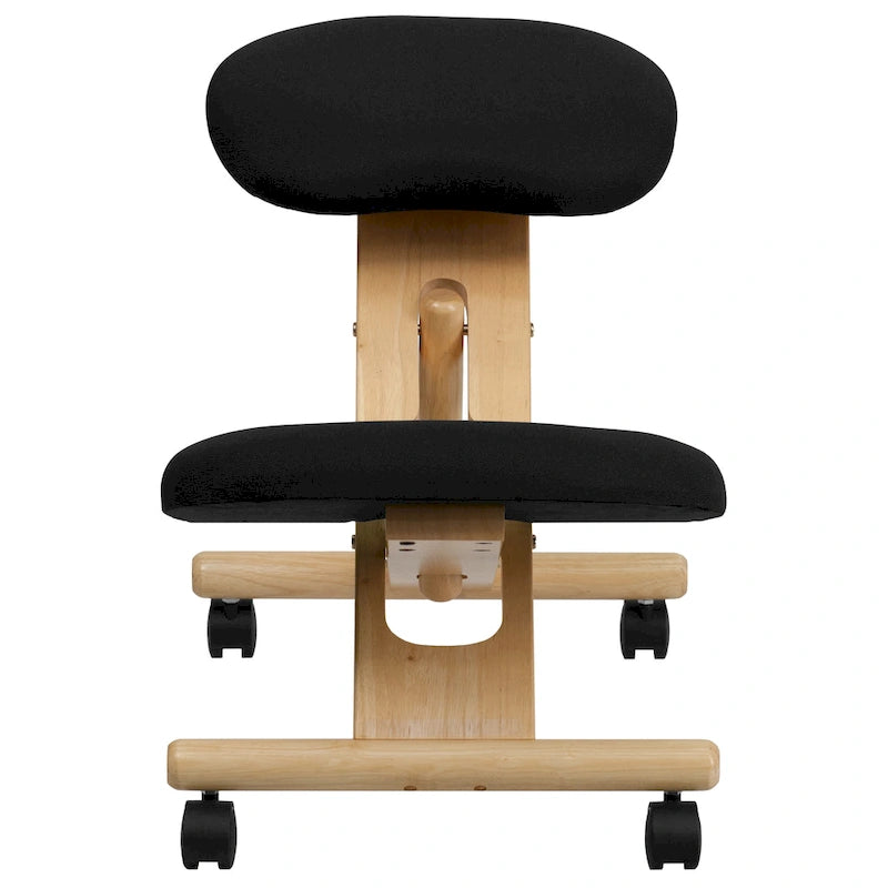 Chaise de bureau ergonomique mobile à genoux en bois et tissu