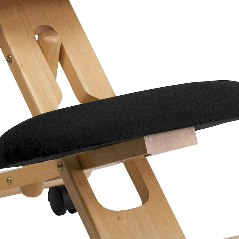Chaise de bureau ergonomique mobile à genoux en bois et tissu