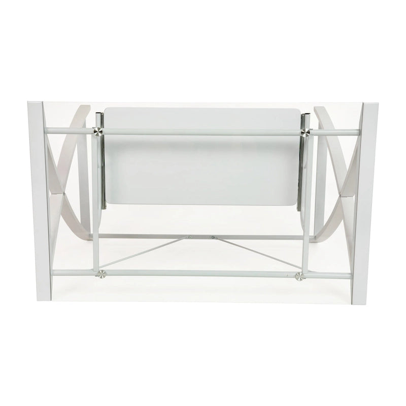 Bureau d'ordinateur moderne avec plateau en verre et tablette coulissante pour clavier