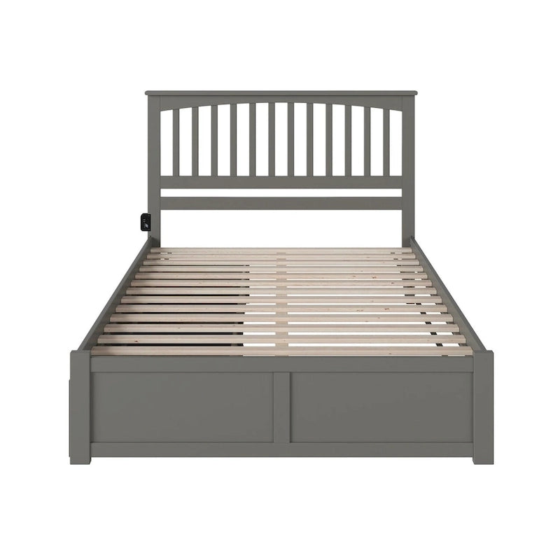 Lit plateforme Mission King avec 2 tiroirs en gris