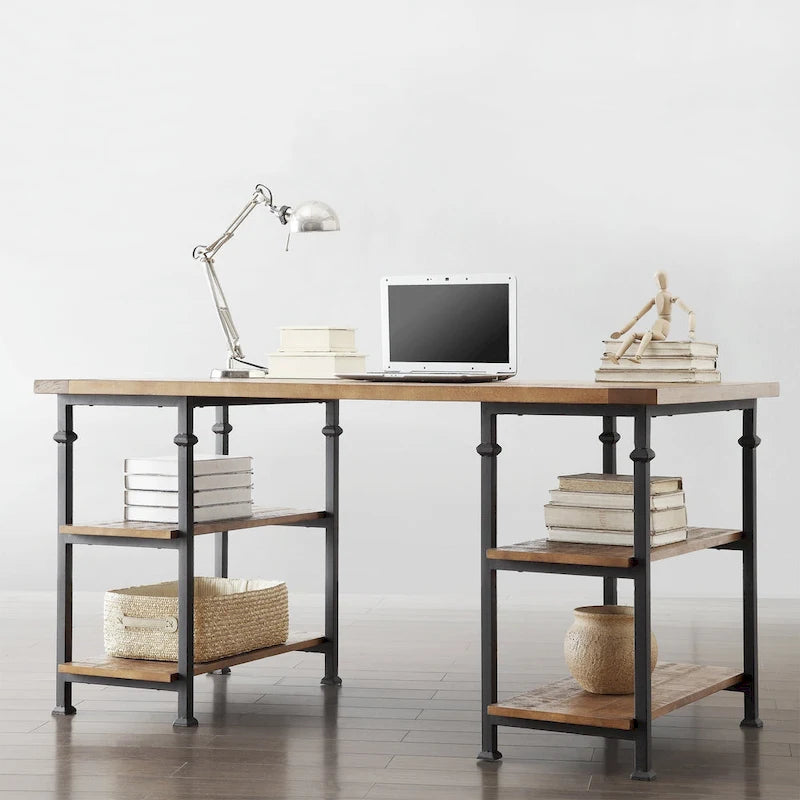 Ensemble bureau et bibliothèque de 40 pouces Myra Vintage Industrial Modern 3 pièces par iNSPIRE Q Classic