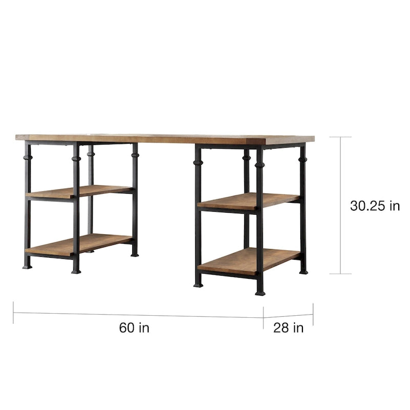 Ensemble bureau et bibliothèque de 40 pouces Myra Vintage Industrial Modern 3 pièces par iNSPIRE Q Classic