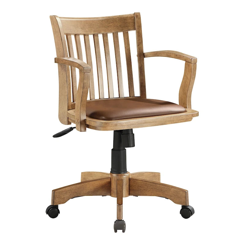 Chaise de banquier en bois rembourrée vintage Copper Grove Wilbur