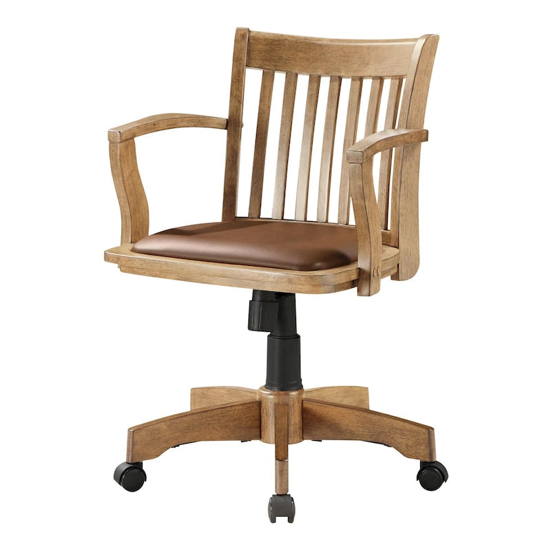 Chaise de banquier en bois rembourrée vintage Copper Grove Wilbur
