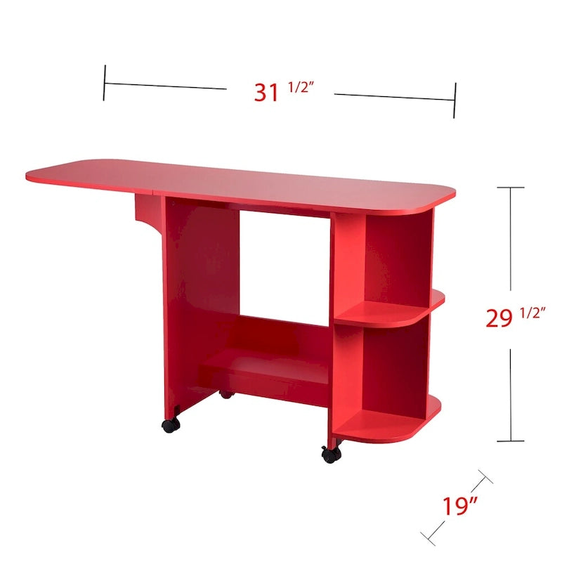 Table de couture/station de bricolage pliante roulante rouge Eastwick Farmhouse de SEI Furniture