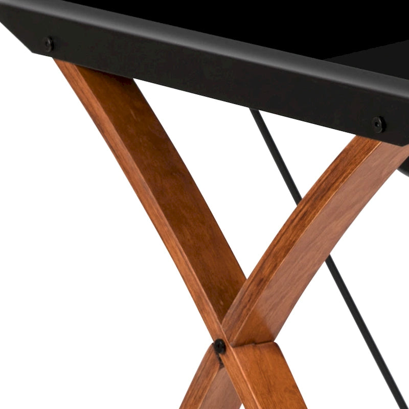 Bureau d'angle en L en verre pour ordinateur avec plateau de clavier coulissant