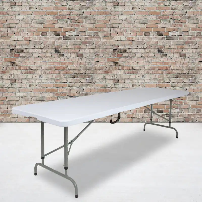 Table pliante réglable en plastique blanc granit de 30" l x 96" L avec poignée de transport
