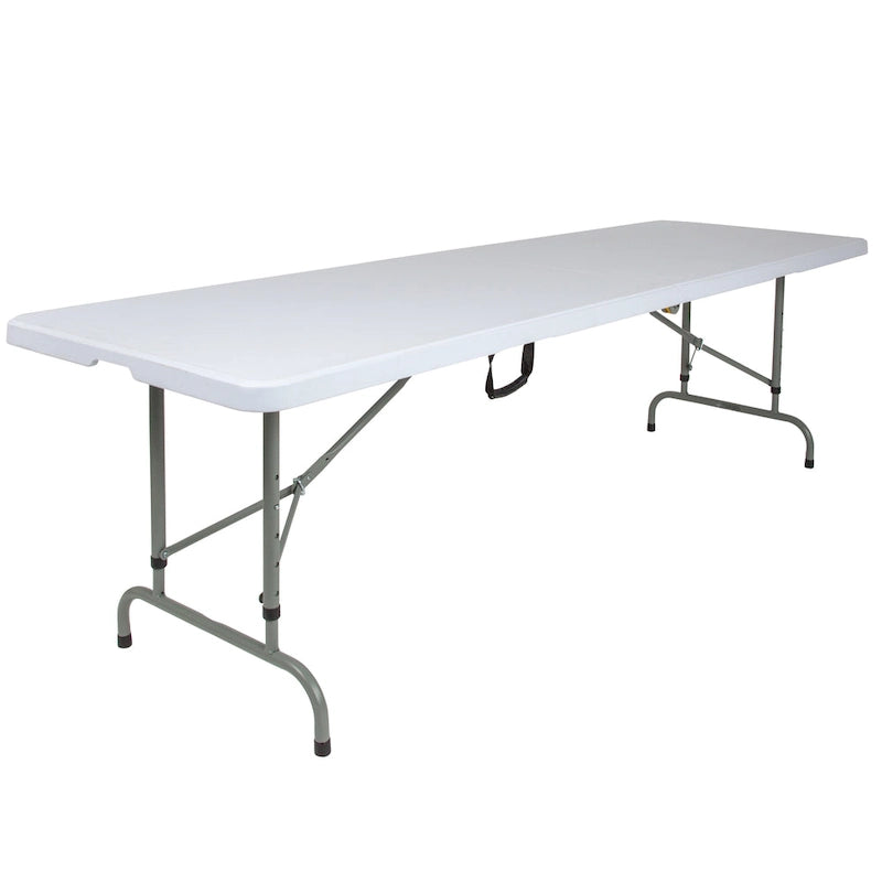 Table pliante réglable en plastique blanc granit de 30" l x 96" L avec poignée de transport