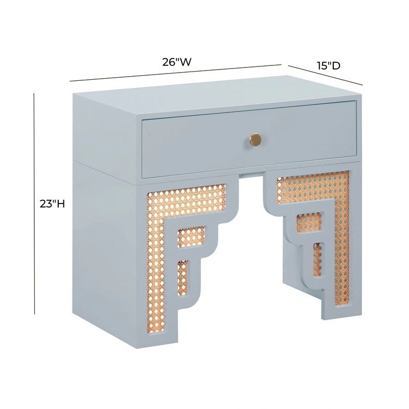 Table de chevet Suzie en bois et rotin