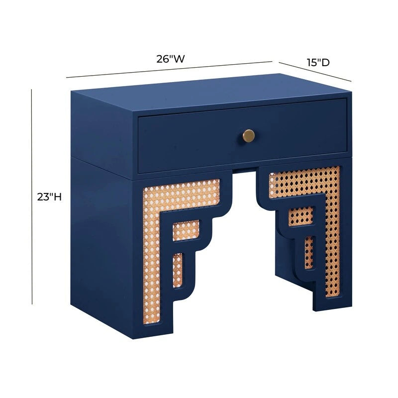 Table de chevet Suzie en bois et rotin