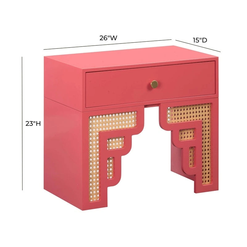 Table de chevet Suzie en bois et rotin