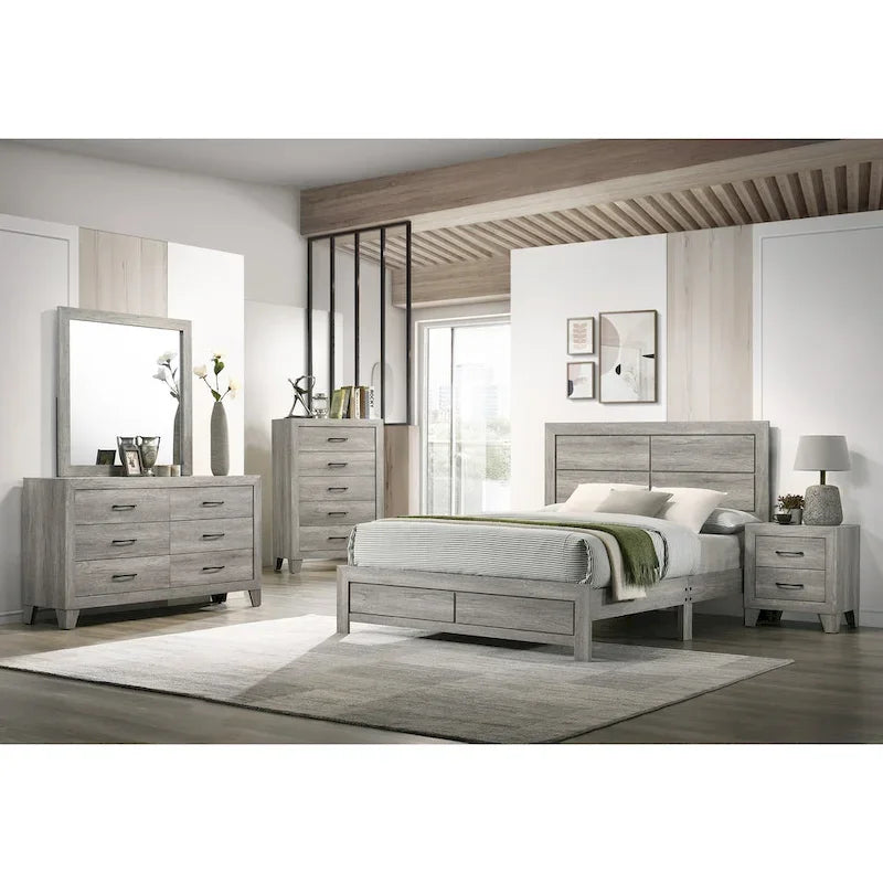 Jan 3 Piece Gray Rustic Platform Bedroom Set