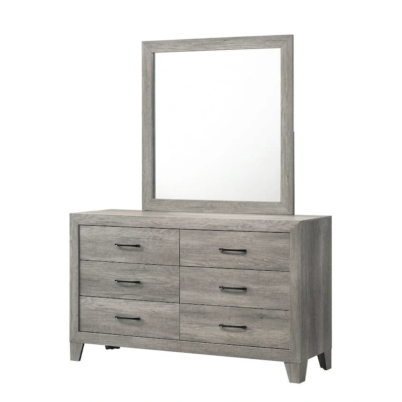 Ensemble de chambre rustique Jan 3 pièces gris avec plateforme