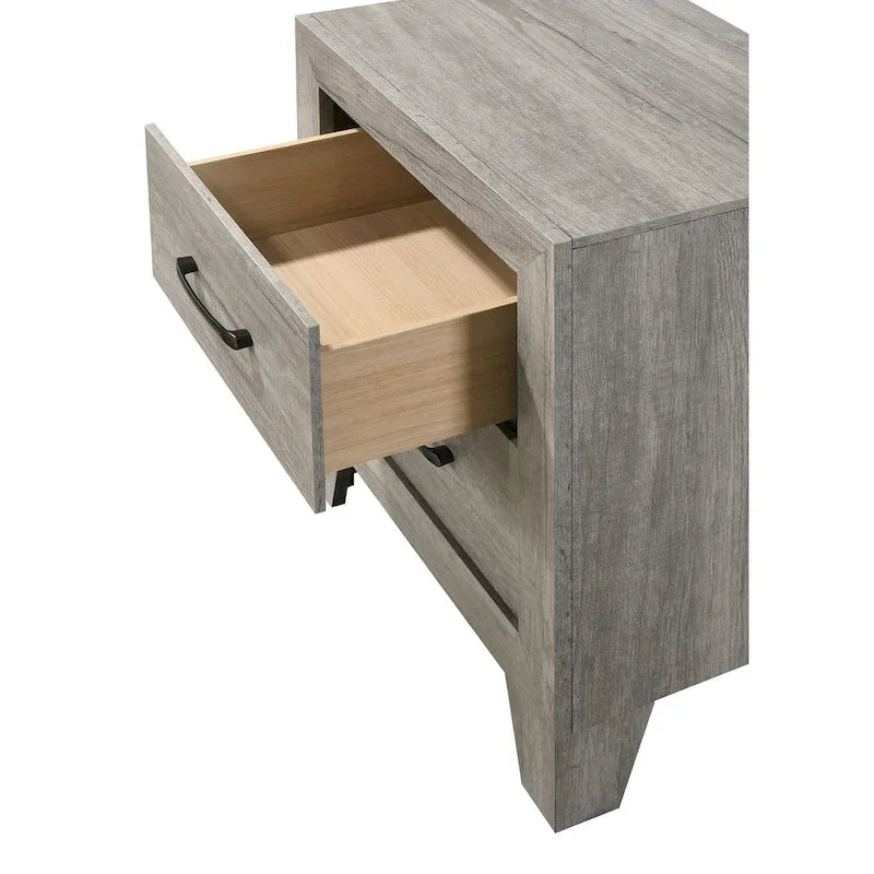Ensemble de chambre rustique Jan 3 pièces gris avec plateforme
