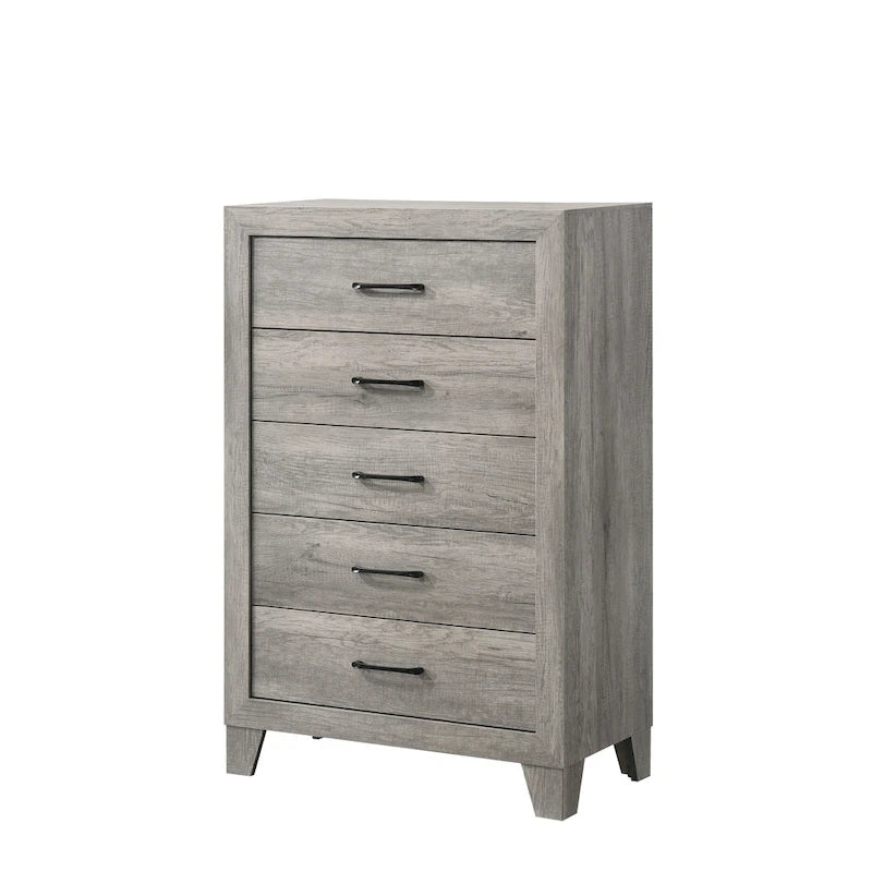 Ensemble de chambre rustique Jan 3 pièces gris avec plateforme
