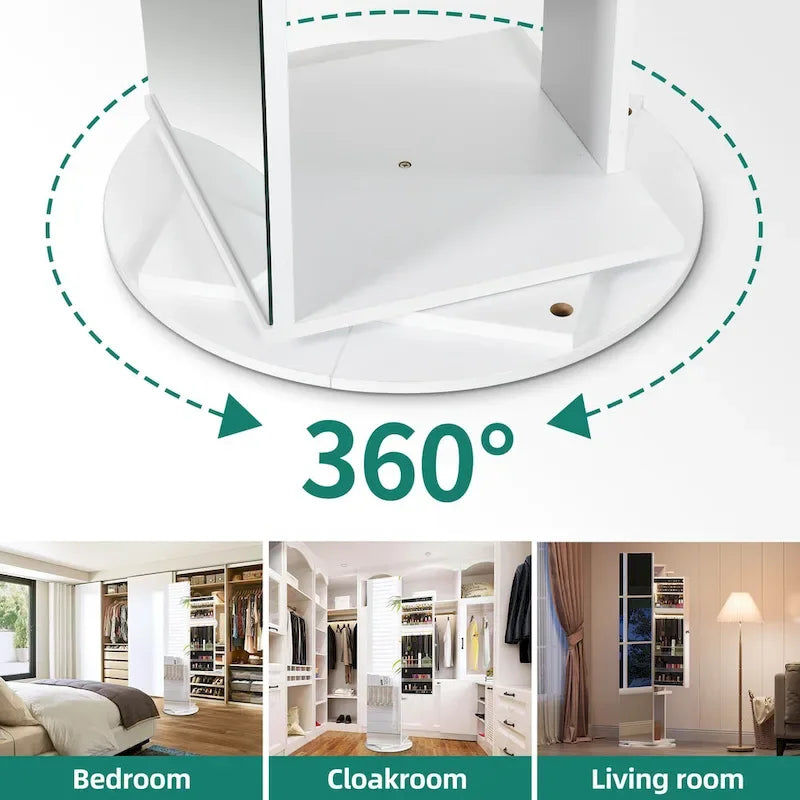 Moasis 66H Armoire à bijoux avec miroir pleine longueur et serrure sur pied