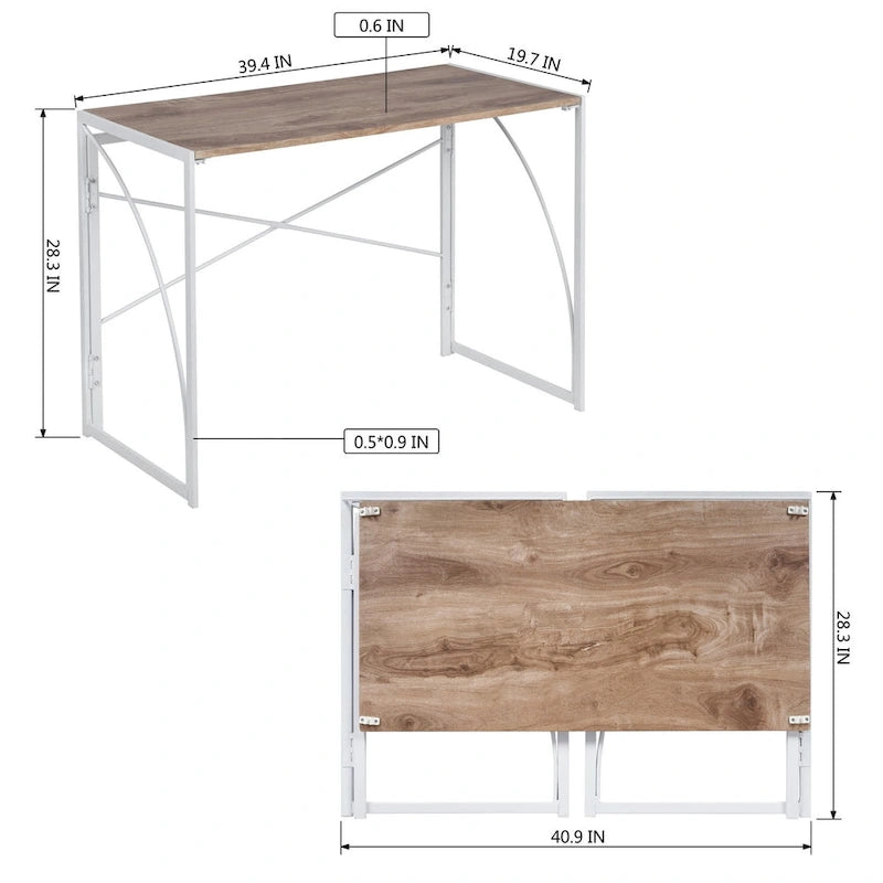 HomyLin 39 Bureau d'étude et d'écriture simple pliant, Aucun assemblage requis