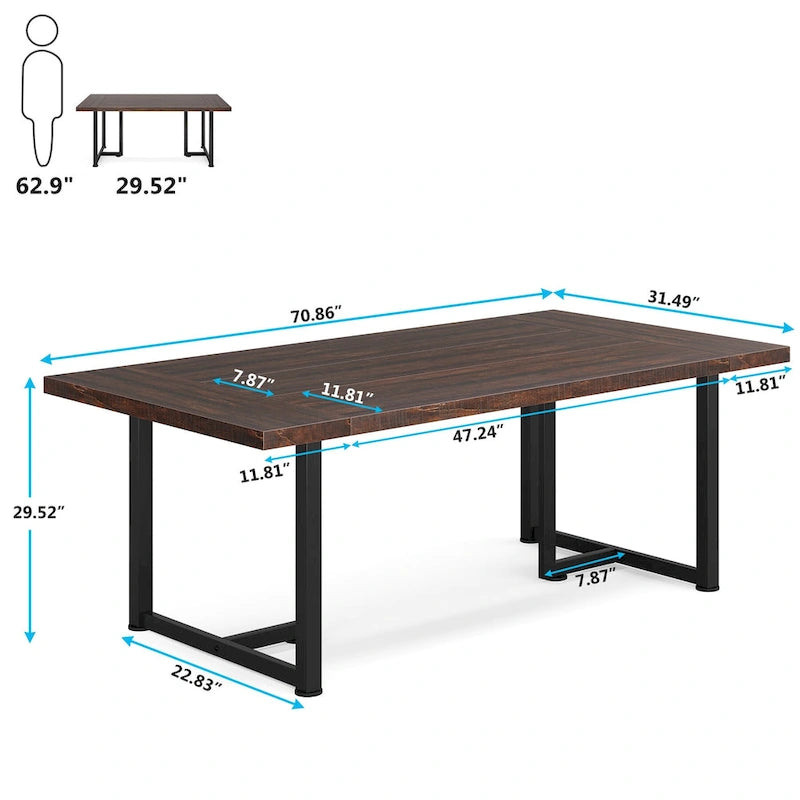 Bureau d'ordinateur exécutif de 70,8 pouces pour bureau à domicile