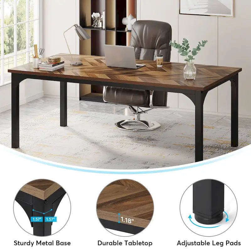 Bureau de direction de 70,8 pouces, grand bureau d'ordinateur de bureau