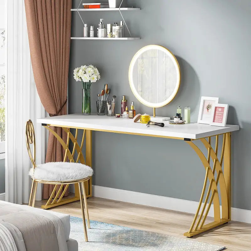 Bureau d'ordinateur moderne blanc de 55 pouces