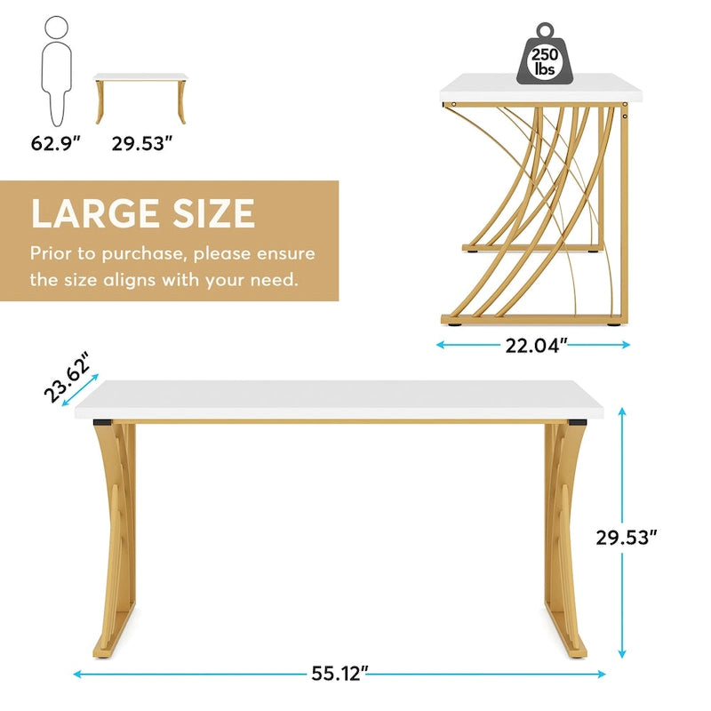 Bureau d'ordinateur moderne blanc de 55 pouces