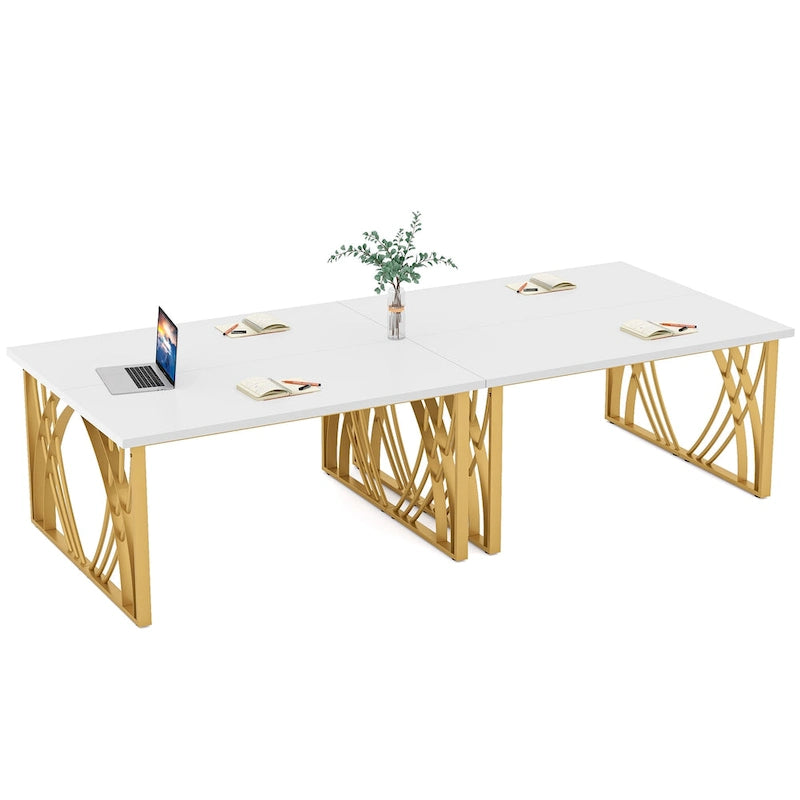 Bureau d'ordinateur moderne blanc de 55 pouces