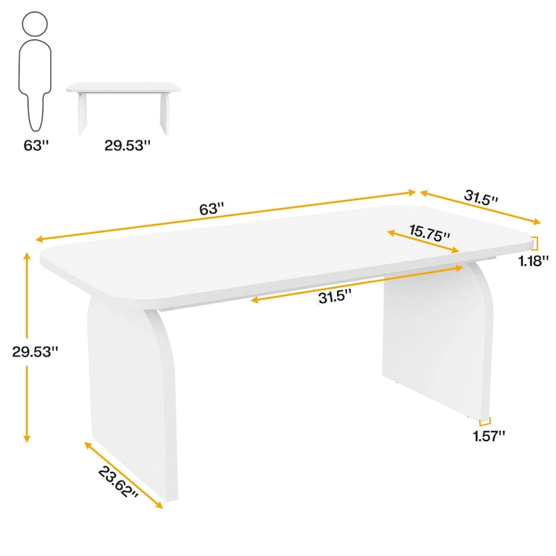 Bureau de direction de 63 pouces, grande station de travail rectangulaire pour ordinateur de bureau