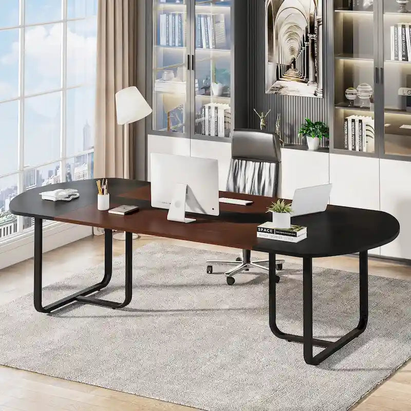 70.86 Bureau d'ordinateur de direction ovale courbé moderne pour bureau à domicile
